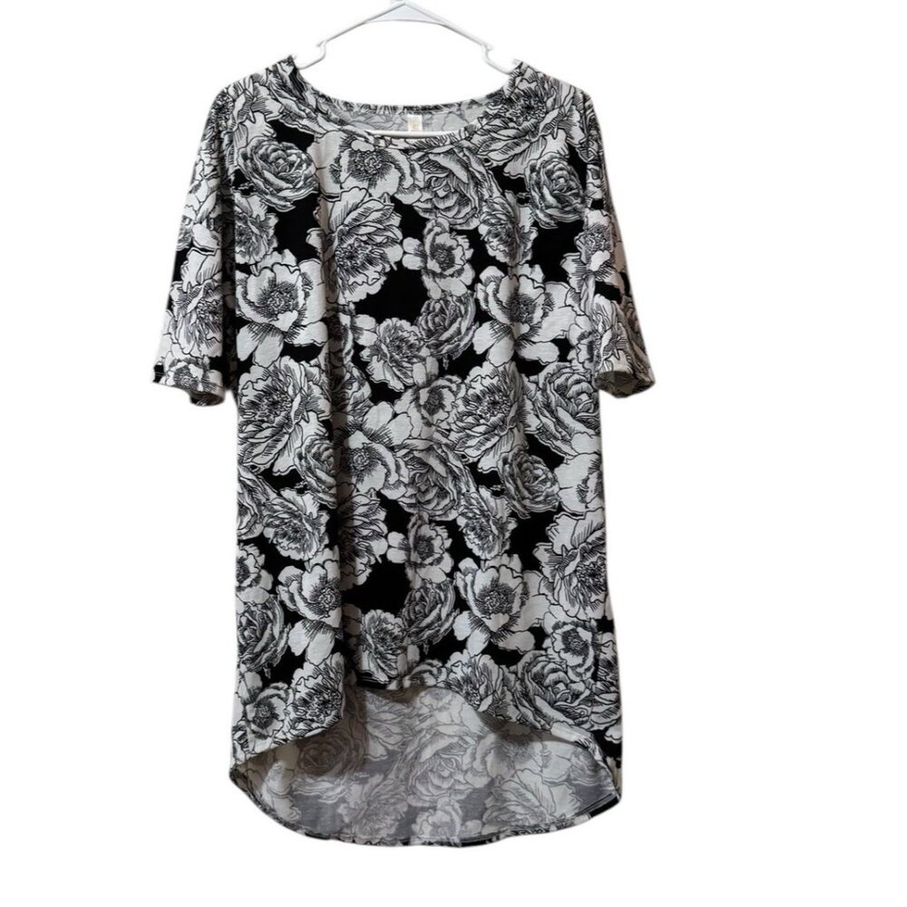 Lularoe‎ Women Size Small Short Sleeve Tunic Top Floral Stretch Teacher Casual